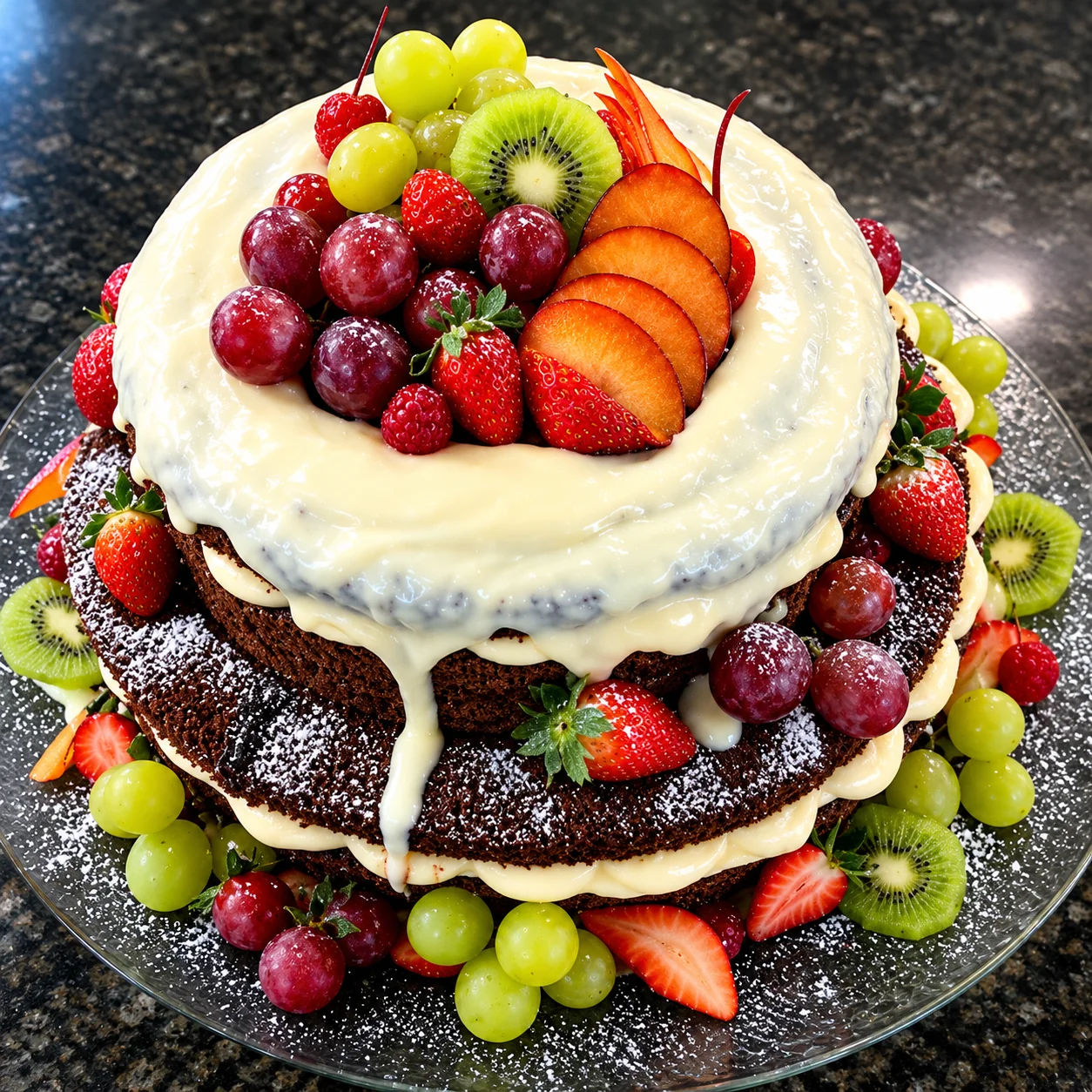 Bolo confeitado da Monpane com frutas frescas